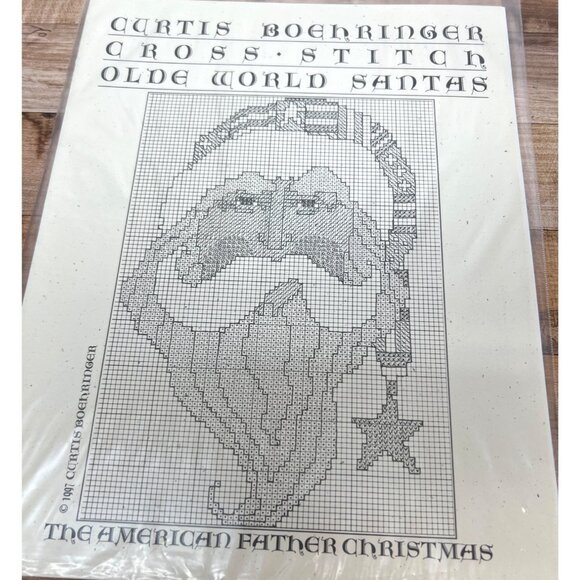 Vintage Curtis Boehringer American Father Christmas Cross Stitch Pattern - Picture 2 of 3